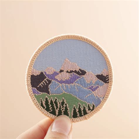 mountains embroidered patch   paisley designs