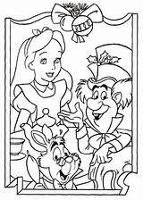 Wonderland Alice Coloring Pages Cartoon Berbulu Posted Am Disney sketch template