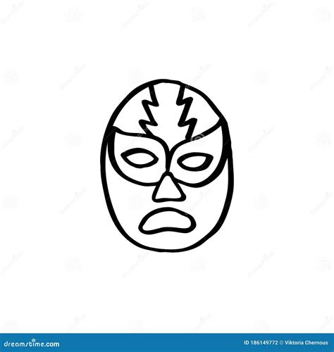 lucha libre luchador mexican wrestling mask doodle icon vector
