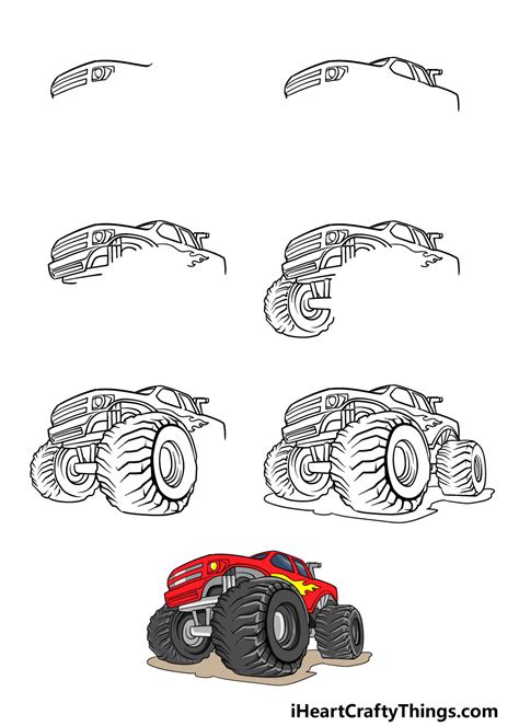 monster truck drawing   draw  monster truck step  step