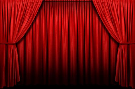 red stage curtain  arch entrance castle capers gang show