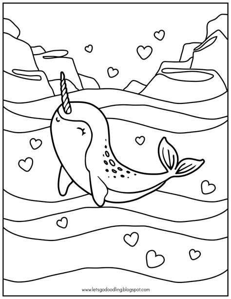 printable coloring page narwhal