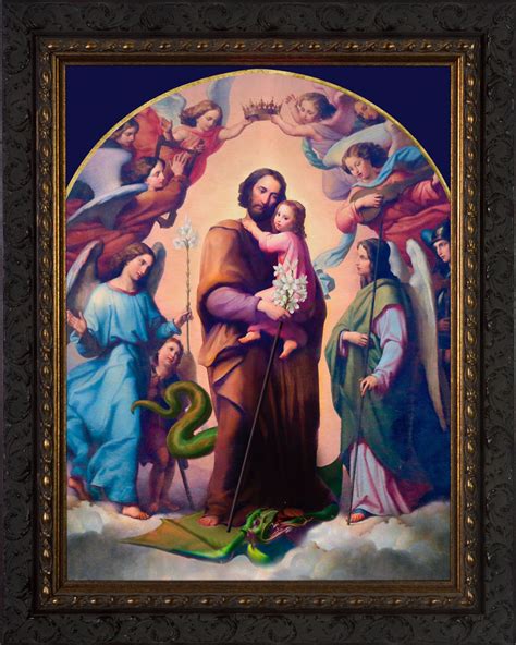 st joseph terror  demons ornate dark framed canvas catholic