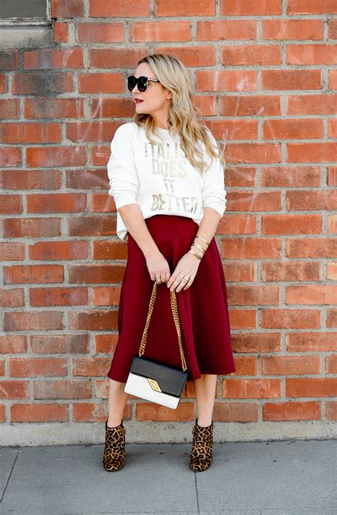 red midi skirt leopard booties the hunter collector