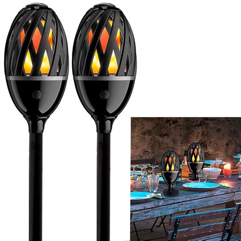 luceco  pack led tiki torches flickering flame indoor  outdoor lights patio lights