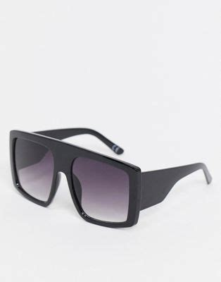 asos design oversized zonnebril met platte zonneklep  zwart asos