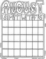 August Printable Doodle Calendar Calendars Coloring Pages Alley Monthly Classroom Doodles Kids Printables Month Calender Months Print Color Cute Colouring sketch template