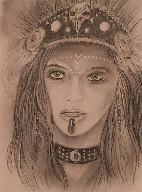 Native American Girl Drawing By Robert Polley