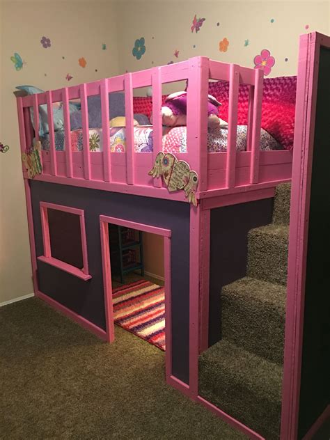 playhouse loft bed beds  kids girls kids bedroom decor playhouse