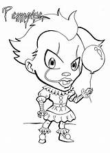 Pennywise Coloring Pages Funny Clown Face Creepy Kids sketch template