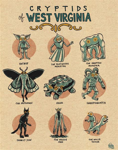 famous cryptids  west virginia print etsy