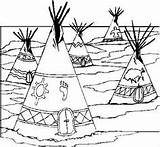 Coloring Pages Indians American Indian Wigwam Kids Printable sketch template