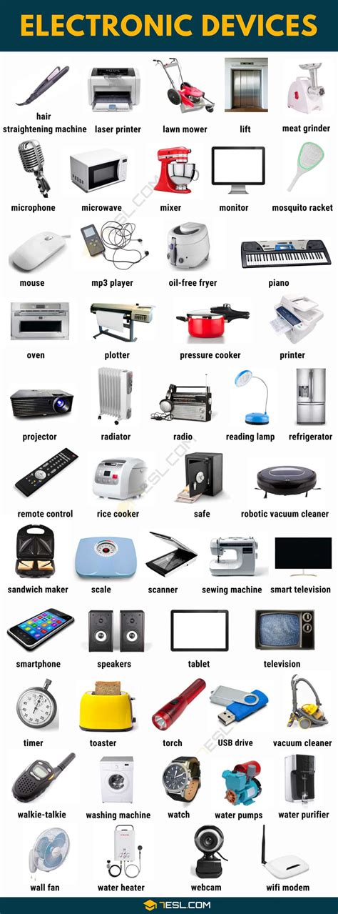 common electronic devices  english  pictures esl
