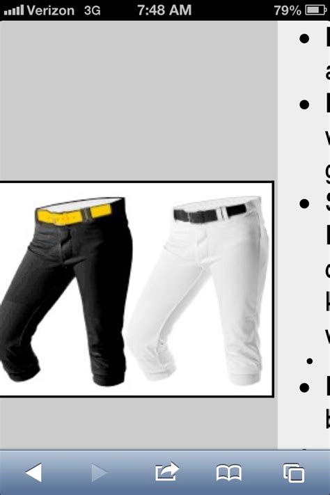 white softball pants
