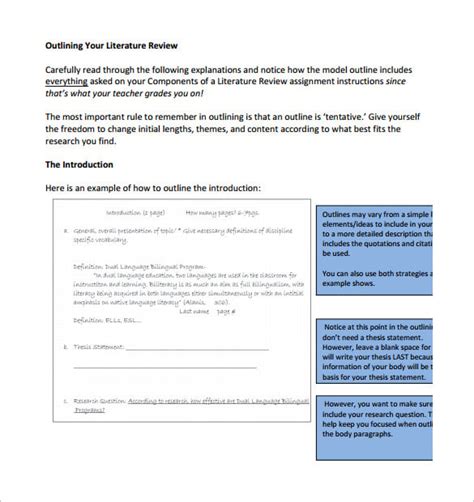 literature review outline templates  word  documents