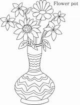 Vase Flower Drawing Coloring Flowers Pot Basket Vases Tribal Pencil Sketch Drawings Kids Easy Sketches Para Kid Colorear Clipart Draw sketch template