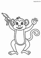 Affe Affen Ausdrucken Ausmalbild Banane Malvorlage Kostenlos Kleiner Gorilla sketch template