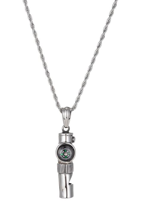 eye candy los angeles lincoln titanium compass pendant necklace with