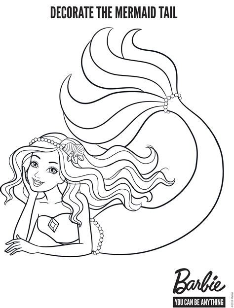 printable mermaid barbie colouring pages