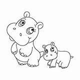 Hippo Coloring Pages Cute Pygmy Printable Toddlers sketch template