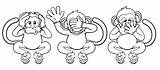 Hear Monkeys Horen Zien Apor Kwade Beeldverhaalkarakters Apen Illustrations Filmtecken Tecknad Onda Inga Talar Spreek Spreken Leuke Zeggen sketch template