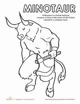 Coloring Minotaur Greek Mythology Education Mythical Creatures Worksheet Worksheets Pages Creature Choose Board Roman Greece Ancient Monsters Features sketch template