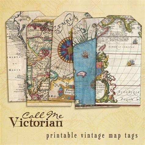 six beautiful free printable vintage map digital collage sheet tag images these vintage map