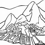 Machu Picchu Peru Coloring Pages Famous Clipart Drawing Pichu Landmark Color Landmarks Thecolor Cute Books Places Online Inca Colouring Tattoo sketch template
