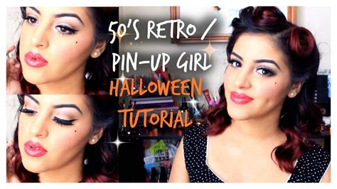 50s Retro Pin Up Girl Halloween Makeup Tutorial Youtube