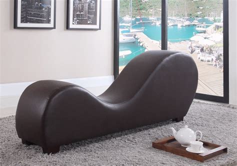 Brown Modern Bonded Leather Chair Stretching Relaxation Chaise Lo