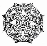 Tigre Mandalas Tigres Gratuit Colorier Complementary Mandela Vecteur Tatuajes Adultos Laminas Desenhos sketch template