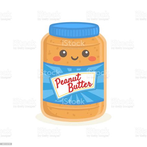 cute peanut butter bottle jar vector illustration cartoon smile stock