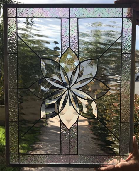 the irvine beveled flower leaded stained glass window panel
