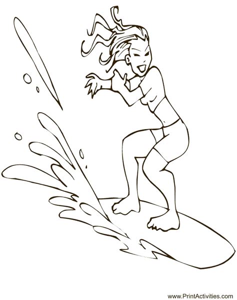 surfing coloring page girl surfing