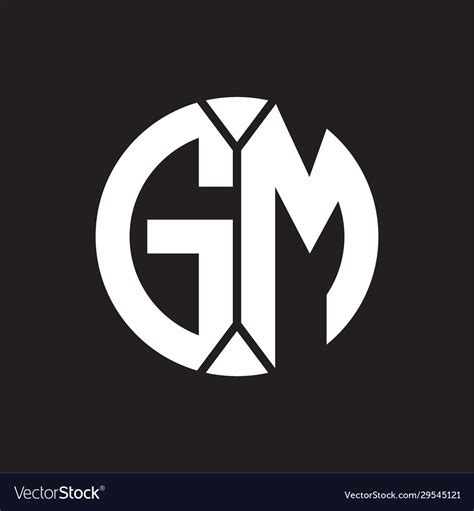 gm logo monogram  piece circle ribbon style vector image