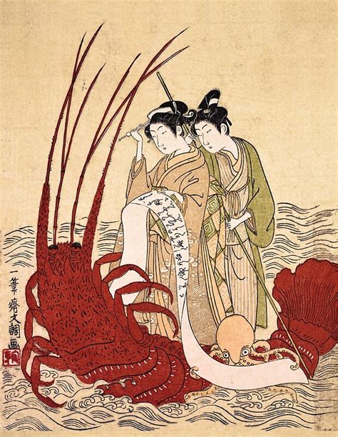 ukiyo  print ippitsusai buncho lovers   literate octopus