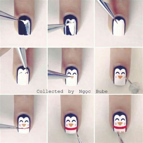 penguins nail tutorials cute nails nail art