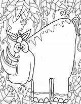 Coloring Doodle Pages Alley Animal Safari Rhino Cool sketch template