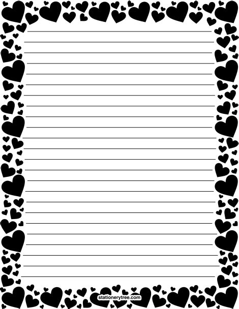 black heart stationery  writing paper  printable