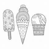 Ice Cream Coloring Dessert Sweet Illustration Vector Decorated Food Book Preview sketch template