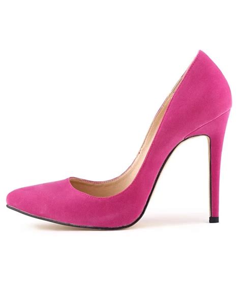 pink suede stiletto closed toe pumps gemgrace