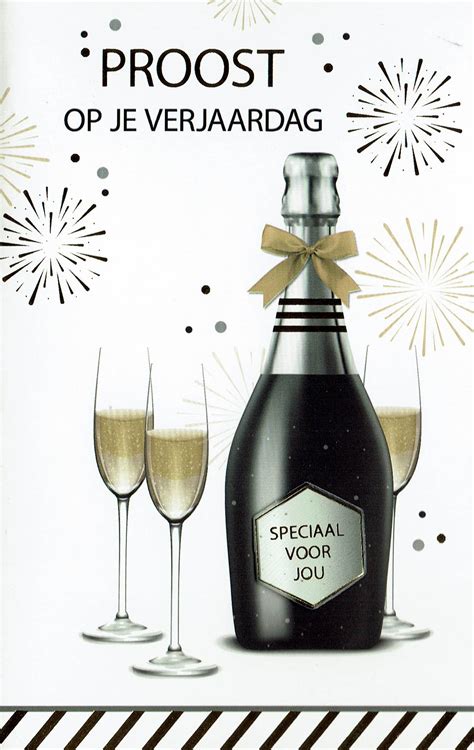 proost op je verjaardag verjaardag verjaardagskaart champagne verjaardag