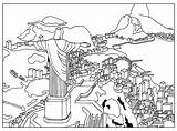 Rio Janeiro Coloring Inspired Pages Illustration City Adults sketch template