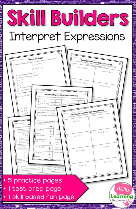 numerical expressions worksheets math expressions writing