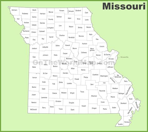 missouri county map ontheworldmapcom