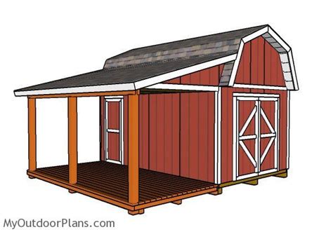 barn shed  porch plans myoutdoorplans