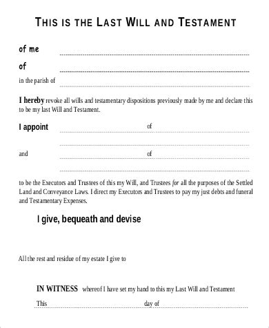 simple wills  printable blank forms