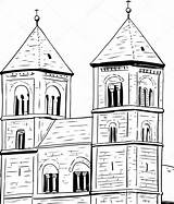 Quedlinburg Clipart Abbaye Monastery Vector Clip Outline Illustrations Abbey Clipground Illustration sketch template