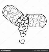 Pill Hearts Tattoo Illustration Silhouette Drawing Choose Board Coloring Depositphotos Drawings sketch template