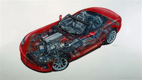 dodge viper srt  cutaway drawing  high quality